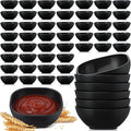 Gejoy 50 Pcs Wheat Straw Dipping Saucers Bowls 4.5 oz Unbreakable Small Soy Sauce Dishes Mini Prep Cups Dessert Snack Bowls Microwave Dishwasher Safe for Side Dish, Snacks, BBQ, Ketchup(Black)