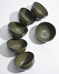 5.3" Cereal Bowls & Dessert Bowls Set of 6-20 Oz Small Bowls for Kitchen-Ceramic Bowl for Cereal, Soup, Oatmeal, Salad, Ramen, Noodle, Rice, Yogurt-Dishwasher & Microwave Safe, Blackish Green