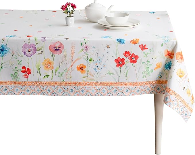 Maison d' Hermine Table Cloth Rectangle Table 100% Cotton 70 x 140 Inches Tablecloth Reusable Decorative for Dining Room Farmhouse Home Valentines Day Decorations Spring Summer - Summer Whisper