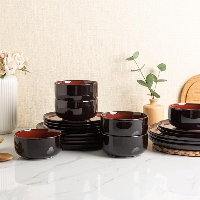LERATIO Ceramic Plate Set of 6, 8.5 Inch Reactive Glaze Salad Plates | Modern - Image 8