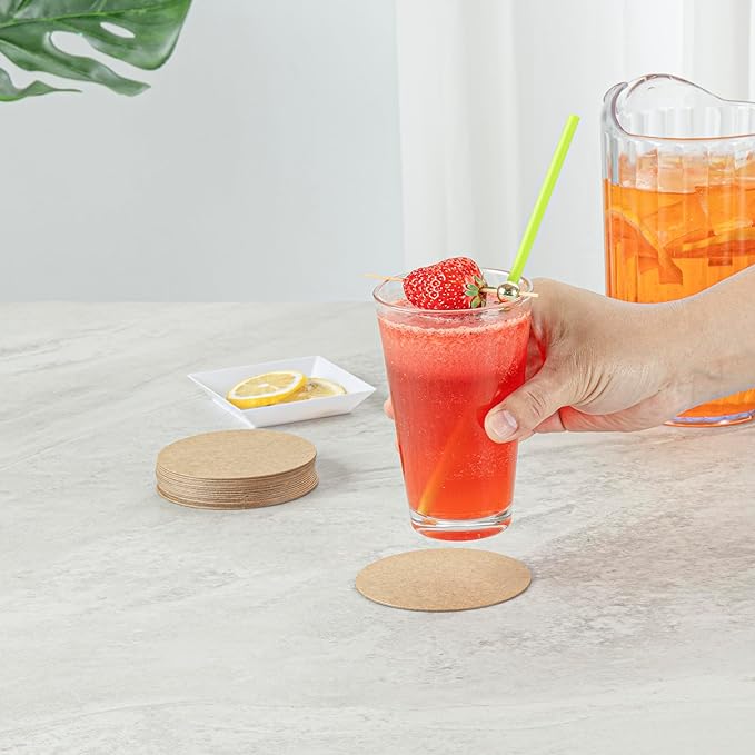 Restaurantware Paper Coasters 100 Pack of 3.5 Inch Disposable Beverage Coasters Absorbent for Hot and Cold Drinks Kraft Coffee Cup Essentials for Table Decor, Kitchen, Home Patio or Living Room