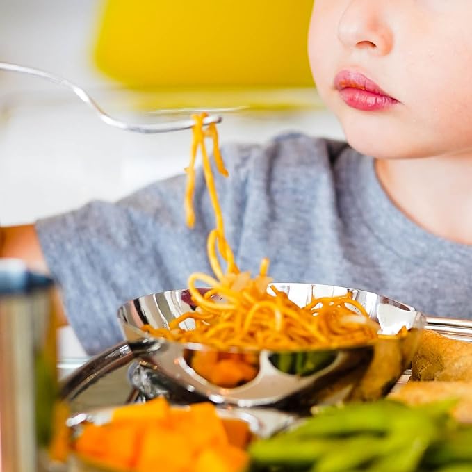 Ahimsa Stainless Steel Kids Bowl, Durable Pediatrician Designed Toddler Snack Bowls, 12oz, Premium Non Toxic Metal, Easy to Clean & Dishwasher Safe, Silver