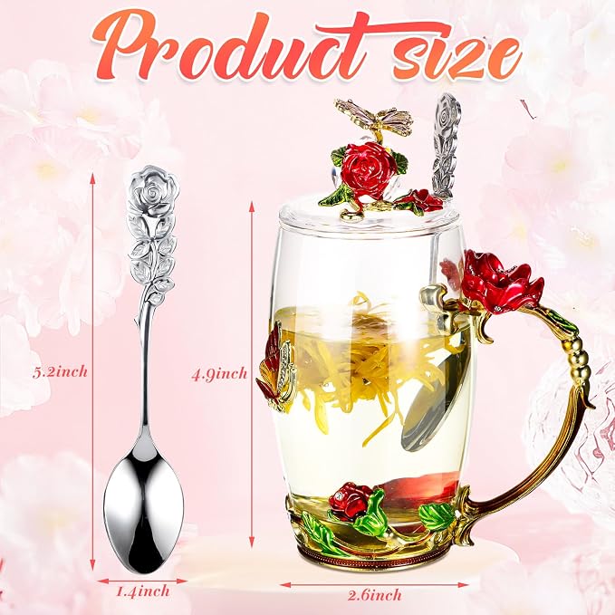 Nuanchu 4 Sets Flower Glass Tea Cups - Image 3