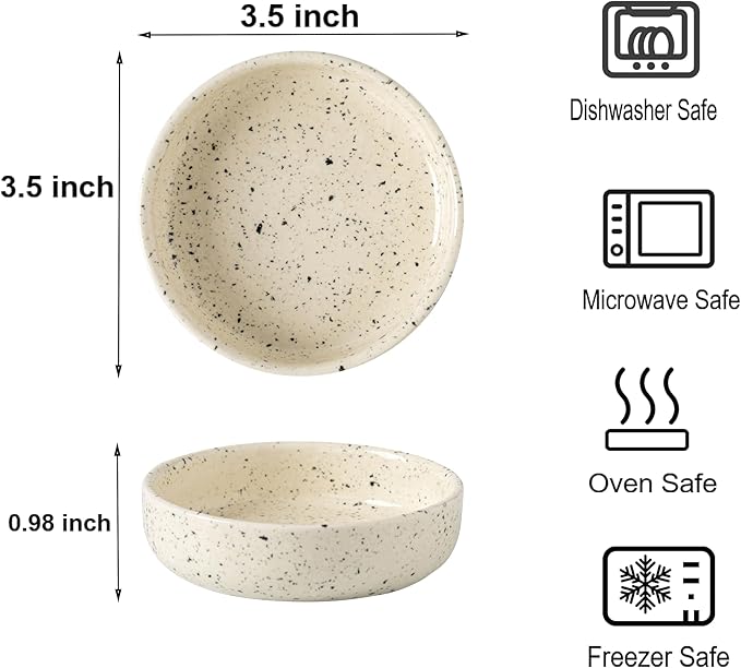 Dipping Bowls Set of 4, 2462°F High-Fired Ceramic Small Bowls for Dips, Olive Oil & Sauce, Elevates Table Setting, Idea for BBQ, Afternoon Tea, Entertaining, Housewarming & Holiday Gifts