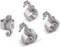 Arthur Court Designer Quality Metal Sea Horse Napkin Rings, Set of 4 - Perfect for Beach House, Coastal Chic, Nautical Decor
