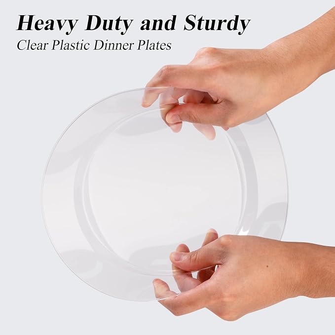 Bestluck 100PCS Clear Plastic Dinner Plates 10inch, Premium Hard Disposable - Image 3