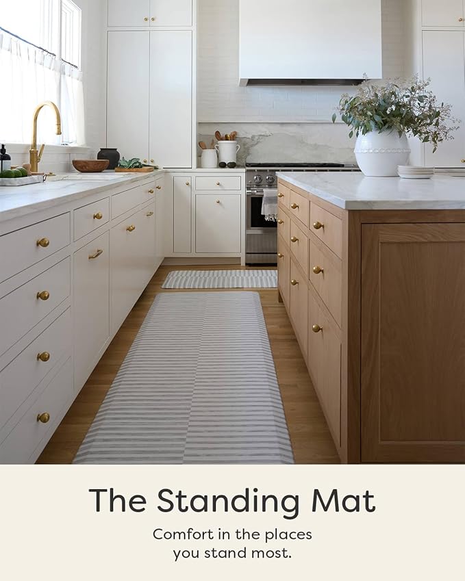 House of Noa Nama Standing Mat – Anti-Fatigue Cushioned Kitchen Mats for Floor | Ergonomic Bounce-Back Foam Kitchen Mats | Anti-Fatigue Mats for Kitchen & Standing |Reese Ash | 22" x 72"