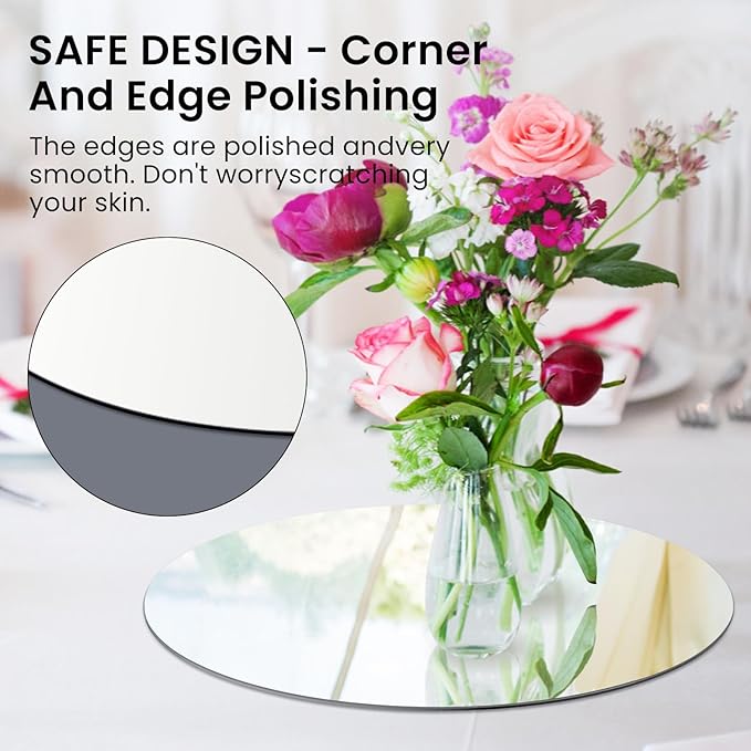 12" Round Mirror Centerpieces for Table, 12Pcs Glass Mirror Table Centerpieces，Glass Mirrors Centerpiece for Wedding Decorations,Parties,Baby Shower, 2mm Thick