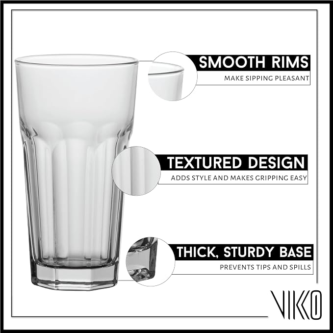 Vikko Drinking Glasses, Thick and Sturdy Kitchen Glasses, Dishwasher Safe - Image 3
