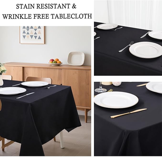 8 Pack Black Tablecloth 90 x 132 Inch Rectangular Table Cloth for 8 Foot Rectangle Tables, Wrinkle Resistant Washable Polyester Fabric Covers for Wedding Party Banquet Buffet and Camping