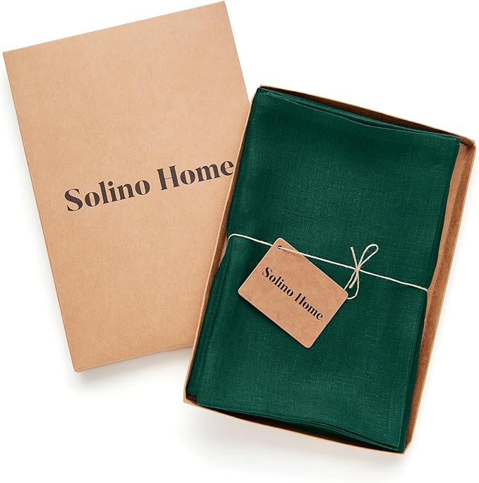 Solino Home Linen Cloth Napkins Set of 4-100% Pure Linen Rainforest Green Dinner Napkins 20 x 20 Inch for Winter, St Patricks Day - Fete, Handcrafted and Machine Washable