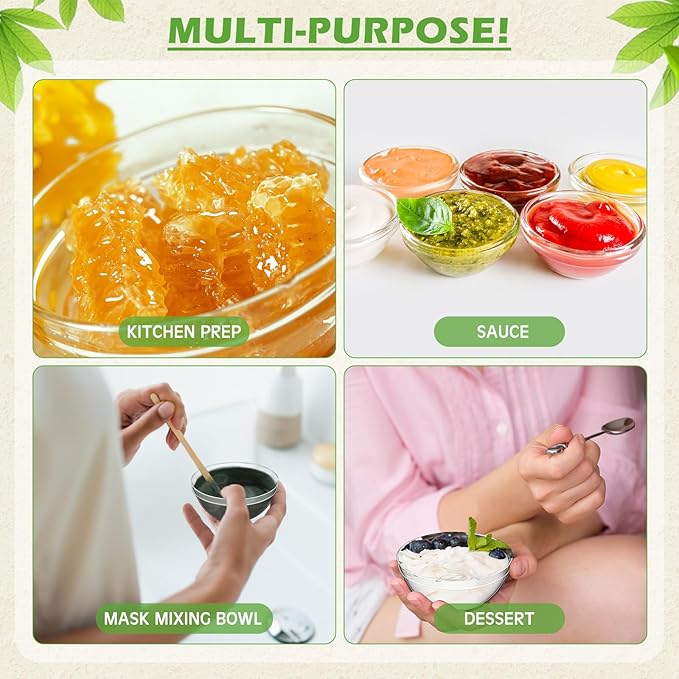 30 Pcs 3" 2.6 oz Small Clear Plastic Bowls Mini Meal Prep Bowl Round Stackable Ingredient Containers for Dipping Sauce, Spice, Nuts, Snack, Ice Cream, Candy Dishes, Dessert