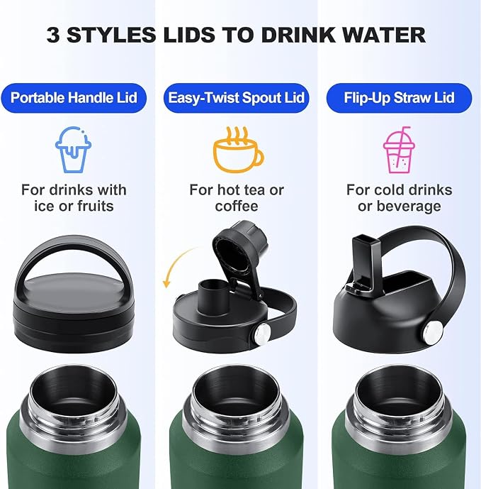 SENDESTAR Water Bottle, Wide Mouth Stainless Steel Vacuum Insulated Double Wall - Image 4