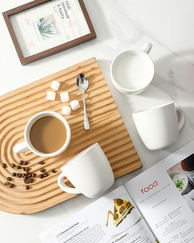 HASENSE Ceramic Espresso Cups Set, 4 Pack White Coffee Cups, Mini Latte - Image 5