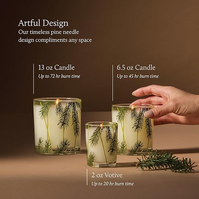 Thymes Frasier Fir Pine Needle Candle – Holiday Candles for Home Scented with Notes of Crisp Siberian Fir, Cedarwood & Sandalwood – Christmas Decor – Christmas Gifts for Women & Men (6.5 oz)