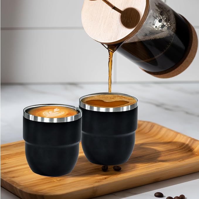 CHLJAR Espresso Cups, 4oz Insulated Espresso Cup Set of 2, Espresso Shot Cups - Image 5