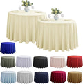 2-Pack Round 90-inch Beige Table Cloths, Solid Stain and Wrinkle Resistant Circular Tablecloth, Premium Plain Weave Polyester Fabric Table Linen Covers for Hotel, Banquet