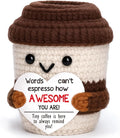 Positive Crochet Coffee Cup Cheer Up Gift, Inspirational Gift by OCCdesign