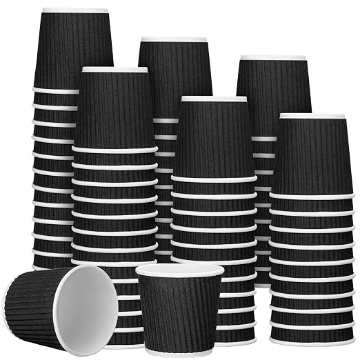 Yaomiao 200 Pcs 4 oz Disposable Espresso Coffee Cups Ripple Corrugated Paper by Yaomiao