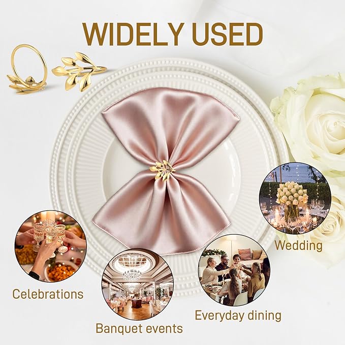 20 PCS High End Gold Leaf Shaped Napkin Rings - Suitable for Hotel Table Setting/Banquet Tableware/Home Dining Table Decoration.