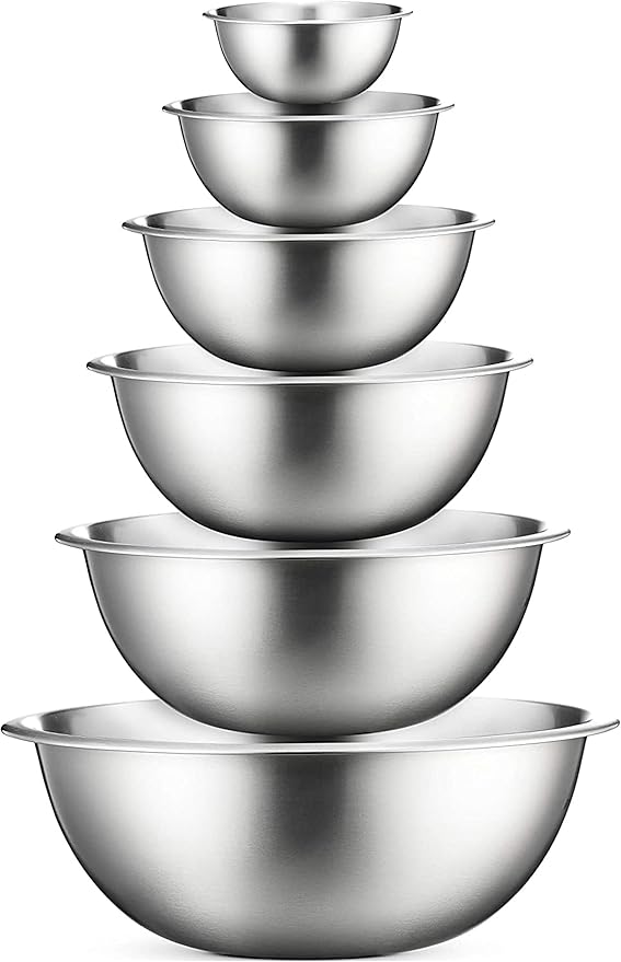 FineDine Stainless Steel Mixing Bowls Set, 6-Piece Metal Bowls | Stainless by FINEDINE