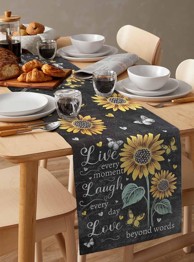 Retro Sunflower Table Runners 60 Inches Long, Spring Summer Farmhouse Table - Image 3