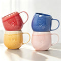 Stoneware Coffee Mugs Set of 4, 12oz Hand-Painted Coffee Cups by ALOFMO