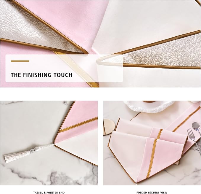 Avigers Table Runner 12 x 90 Inch, Ice Berry Powder White, Geometric | Faux - Image 4