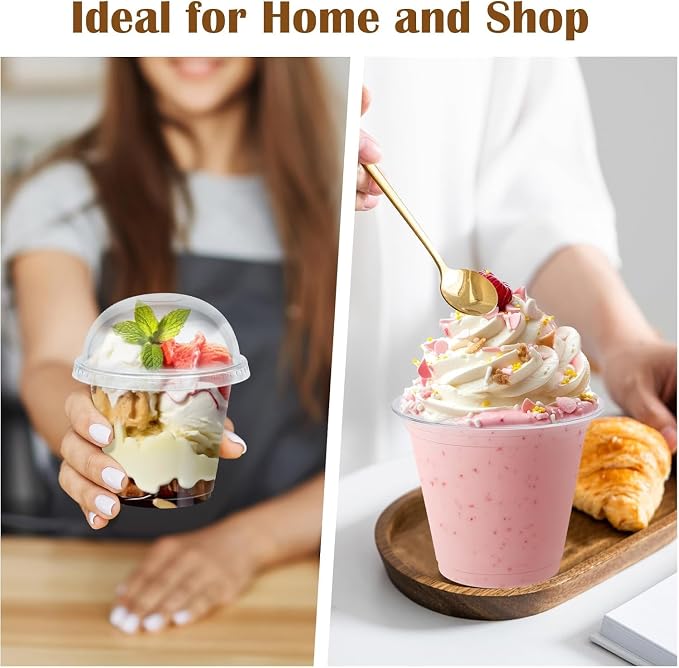BYSNOW 100 Pack 9 oz Clear Plastic Dessert Cups - Image 6