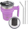 Konokyo 10 oz Tumbler with Handle and Straw, Insulated Travel Mug | Lavender; by Konokyo