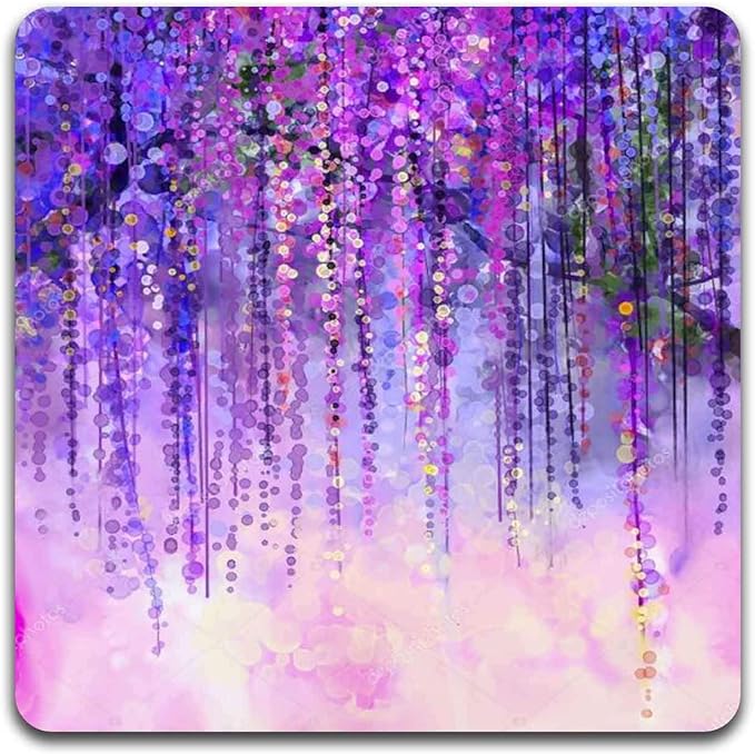 Colorful Watercolor Flowers Square Coaster Set - Made of Recycled Rubber - Set of 4