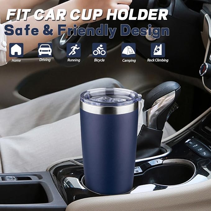 20 oz Tumbler with Lids and Straws, Stainless Steel Insulated Coffee Tumbler - Image 6