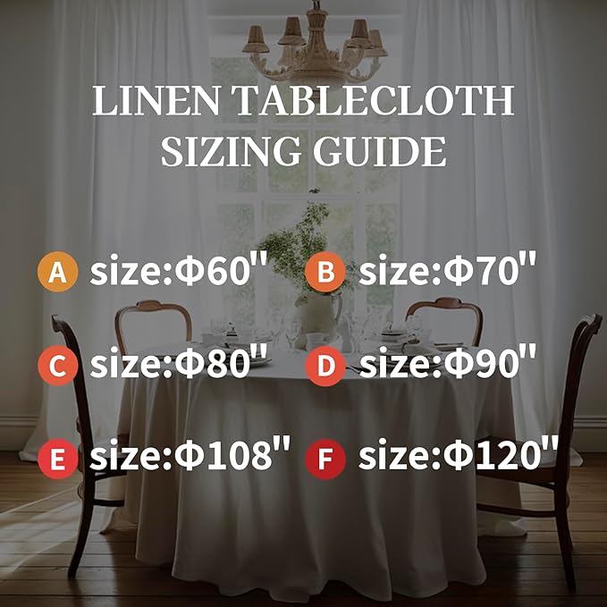 EVERLY 100% Pure Linen Round Tablecloth 108Inches for Dining,Buffet Parties,Picnic,Events,Weddings and Restaurants,Decorative Halloween,Thanksgiving Machine Washable Tablecloths-Olive Green