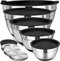 Umite Chef Mixing Bowls with Airtight Lids Set, 3 Grater Attachments & Non-Slip by UmiteChef