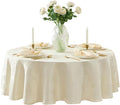 Newbridge Barcelona Luxury Damask Fabric Tablecloth, 108” Round, Antique White by HomeBargainsPlus