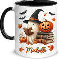 Hyturtle Personalized Cute Ghost Read Book Mug by Hyturtle
