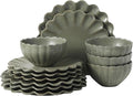 Gibson Elite Bistro Fleur Plates and Bowls Sets, 12-Piece Stoneware Dinnerware by GibsonHomewares