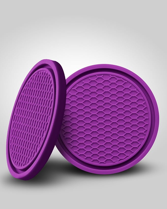 4 Pack Car Cup Coasters, Universal Non-Slip Silicone Cup Holder Inserts, Car Interior Accessories, Purple