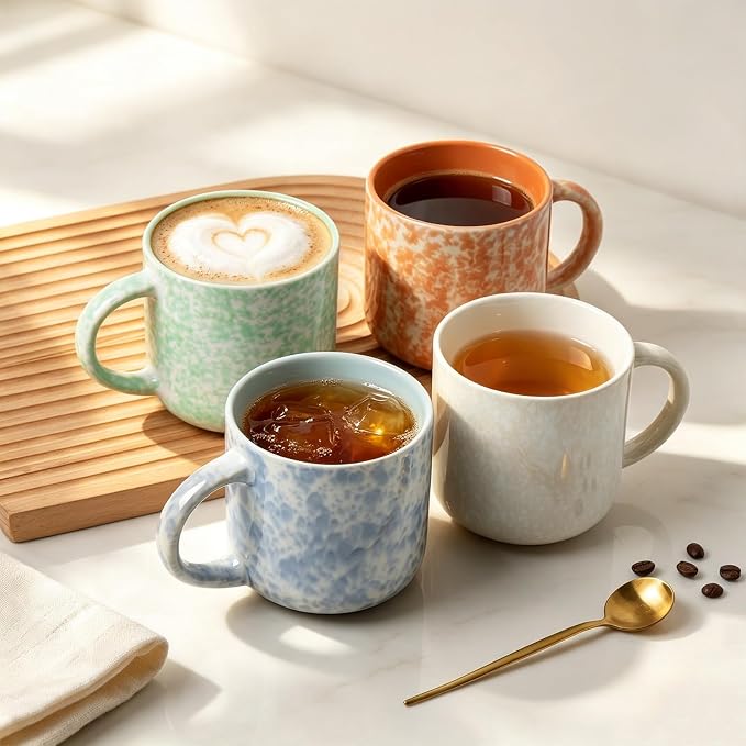MONITO 12 OZ Coffee Mugs Set of 4, Modern Ceramic Coffee Mugs Set - Image 3