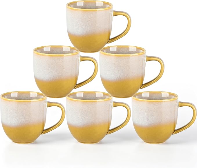 theterra Ceramic Coffee Mugs Set of 6, 12 oz Coffee Cups by TheTerra