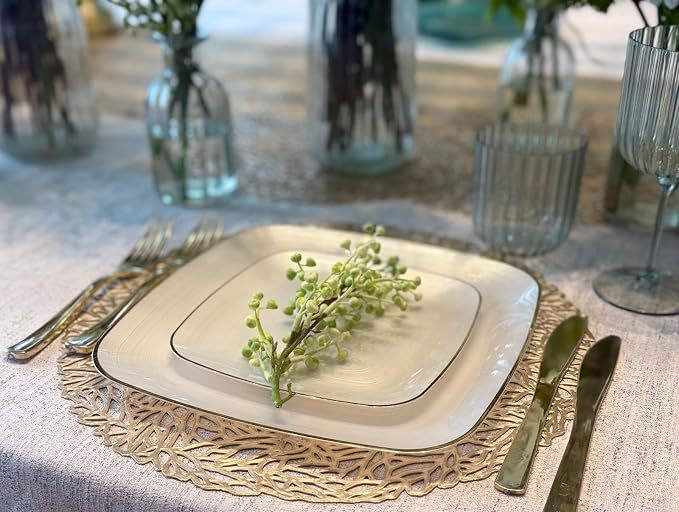 " OCCASIONS " 200pcs set-Wedding Party Disposable Plastic Plate Set -25 x 10'' - Image 7