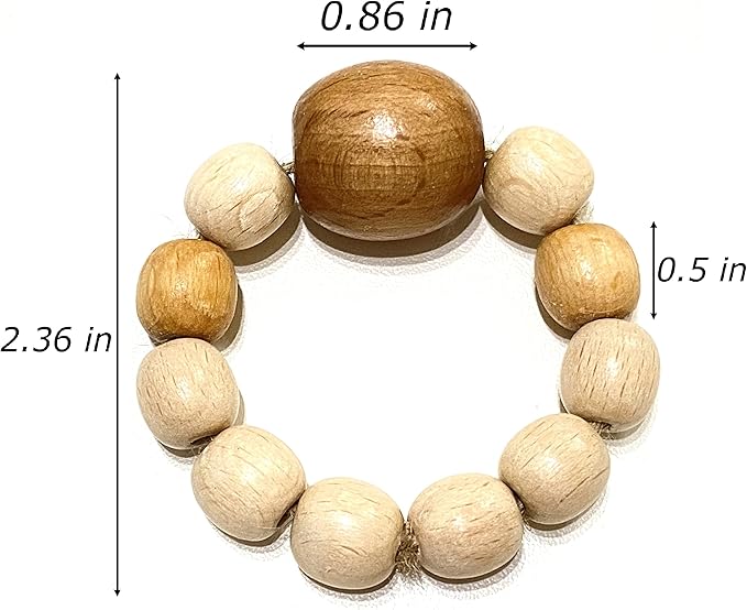 Napkin Rings Set of 6 - Wooden Beads Napkin Rings | Rustic Wooden Napkin Ring Holder for Table Decoration Handmade LEBEJUA Napkin Ring with Wood Beads & Napkin Holder with Jute Twine
