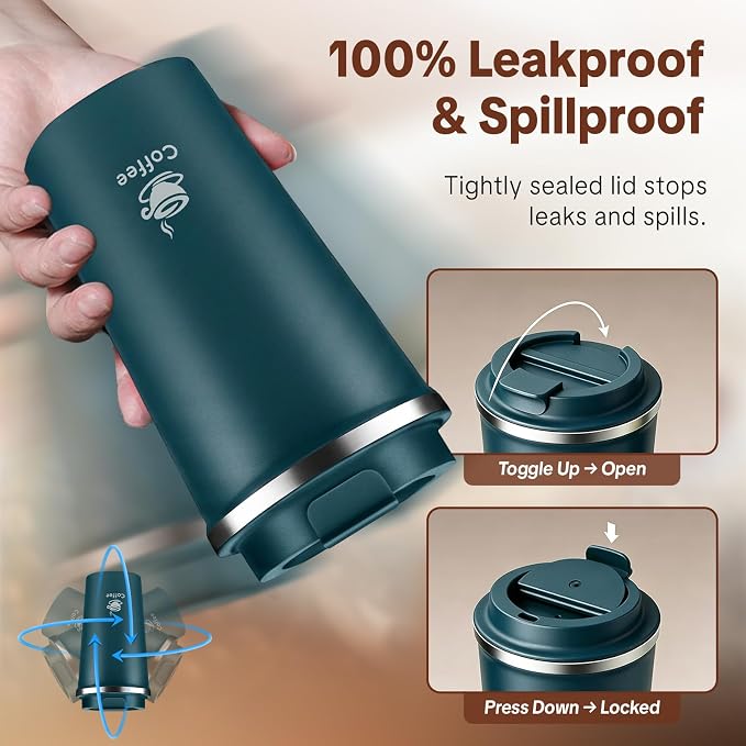 17oz Travel Coffee Mug, Leakproof Vacuum Coffee Cup Insulated Tumbler | 304 - Image 5