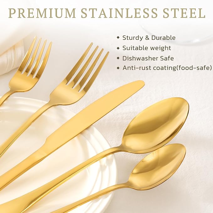 Astercook Silverware Set 48-Piece Gold Flatware Set - Image 4