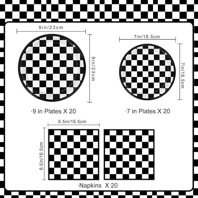 Oigco 60 PCS Race Car Birthday Party Decorations, Checkered Flag Plates and - Image 2