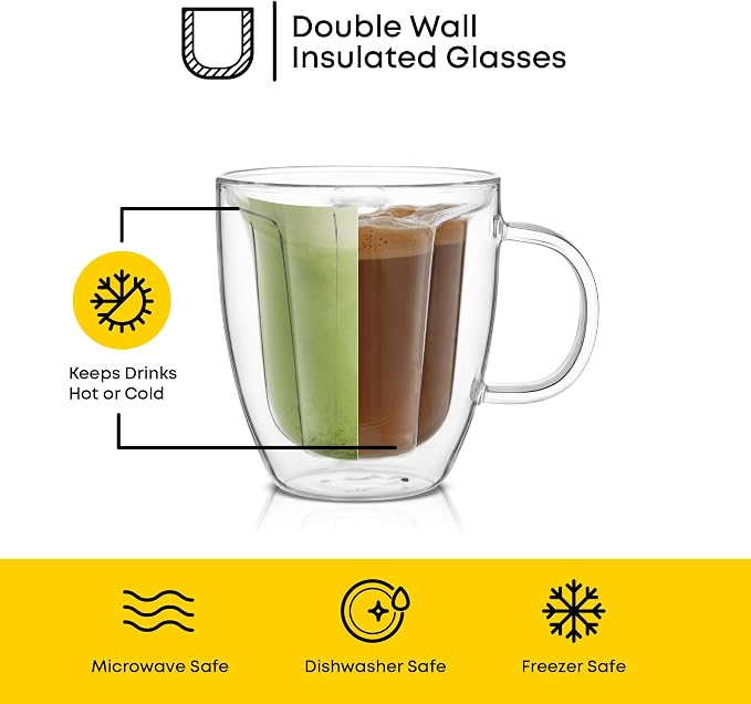 JoyJolt Disney Mickey Mouse 3D Glass Cups Set of 2, 10oz Insulated Double Wall - Image 4