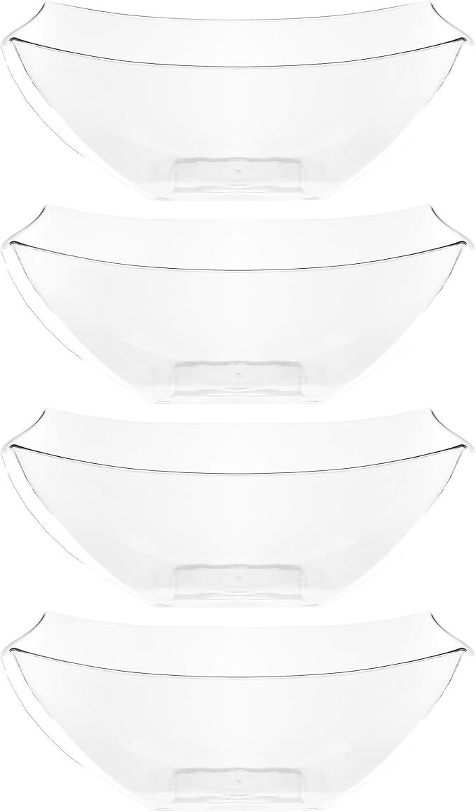 PLASTICPRO Disposable Square Serving Bowls, Party Snack or Salad Bowl, Plastic by PLASTICPRO