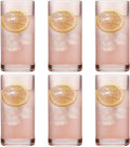 Physkoa Peach Ribbed Drinking Glasses Set of 6 – Vintage Embossed Highball by Physkoa