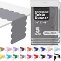 Silver Grey Scallop Table Runner, Disposable Plastic, 5 Pk by Swanoo
