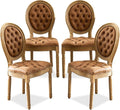 SoarFlash French Dining Chairs Set of 4, Vantage Dining Chair with Round Back, Farmhouse Country PU Leather Dining Chair for Kitchen,Bedroom,Orange